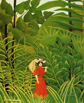 アンリ・ルソー Painting - 森の中の赤い服を着た女 アンリ・ルソー ポスト印象派 素朴な原始主義